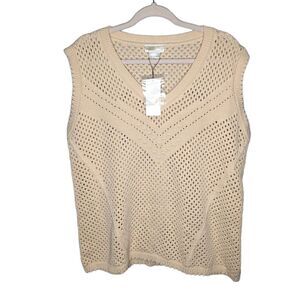 NWT Starling Reine Top Weave Beige mesh sweater vest plus Size woman's small 16